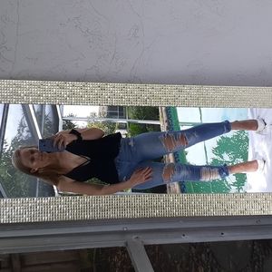 Black sleeveless strappy back top